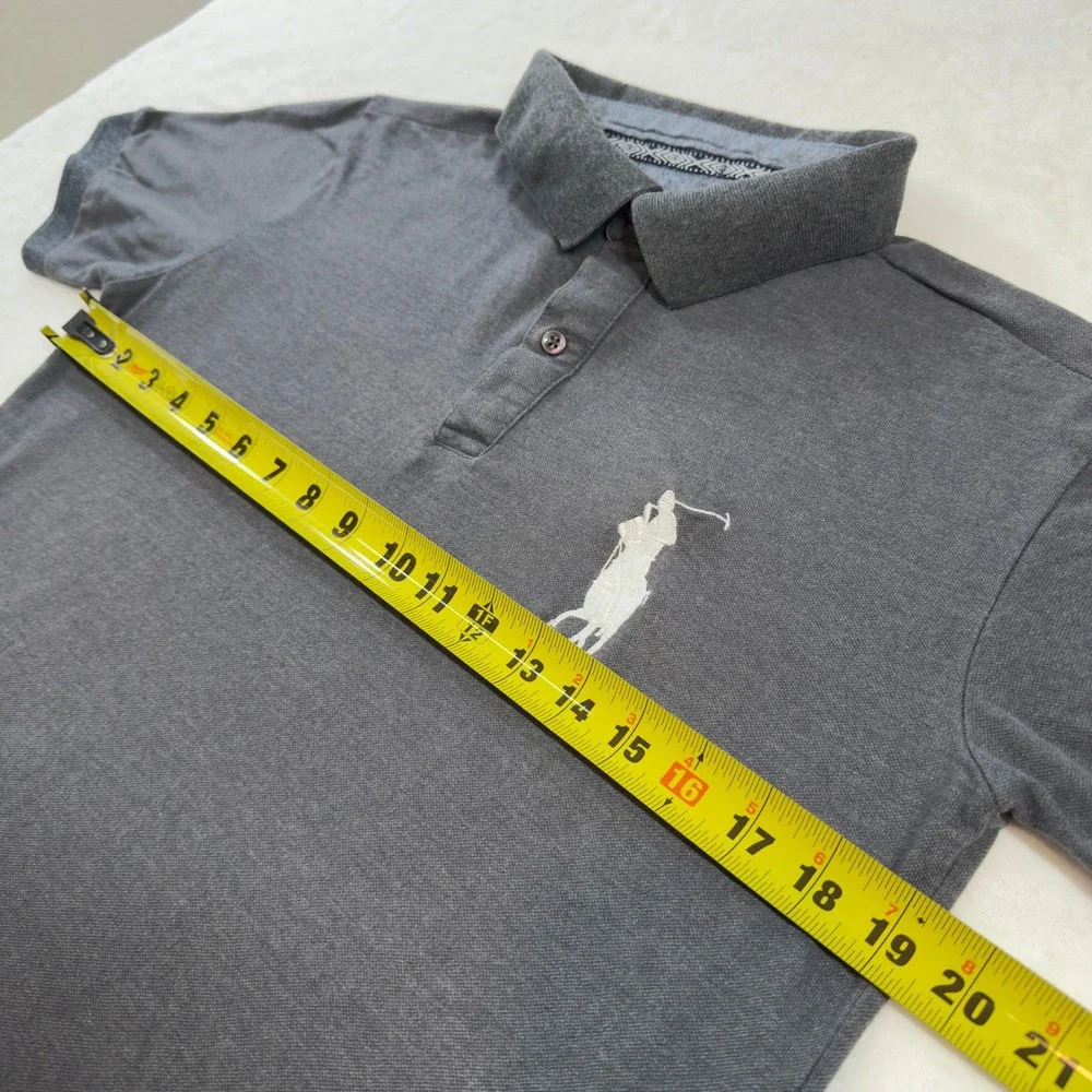 Polo Ralph Lauren Big Pony Polo Mens Medium Grey Good Custom Slim‎ Fit Cotton